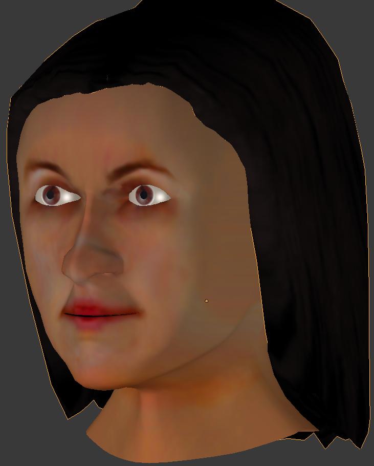 1stHead
I've got a good UV (not perfect though, stretched at the cheeks)
something doesn't seem right though, with the mesh.