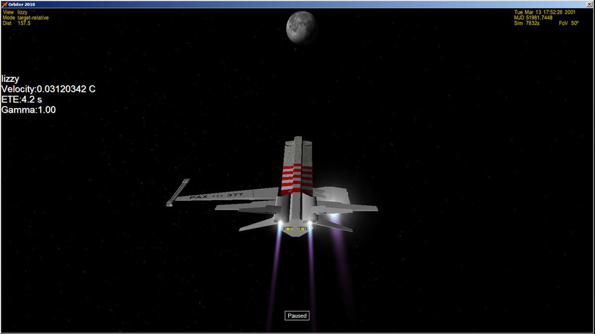 Almost at the moon in lightspeed