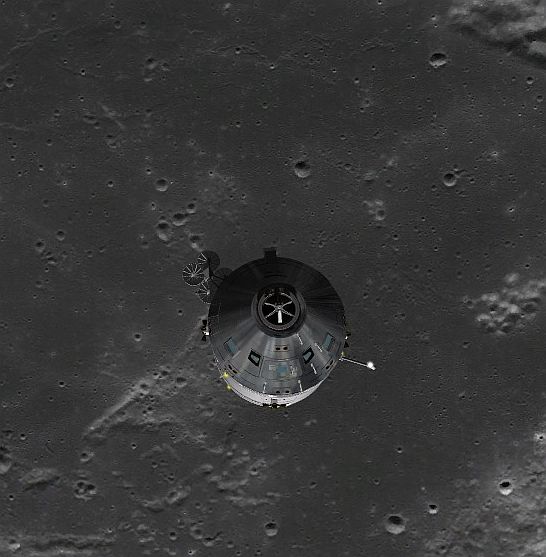 Apollo 11 CSM Columbia flying over Sinus Successus, (Mare Fecunditatis) prior to the SEP burn from Eagle. AMSO/Orbiter 2016.