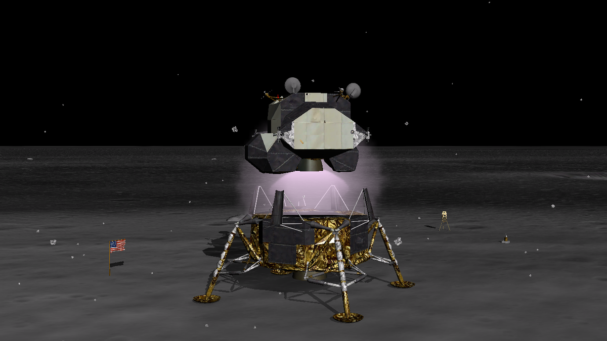 Apollo 11 launching from the Moon.
Add-on used: AMSO