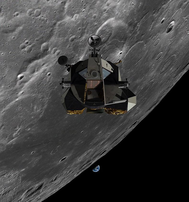 Apollo 11 post rendezvous station-keeping and AOS Houston, about to fly over Mare Smythii. AMSO/Orbiter 2016.