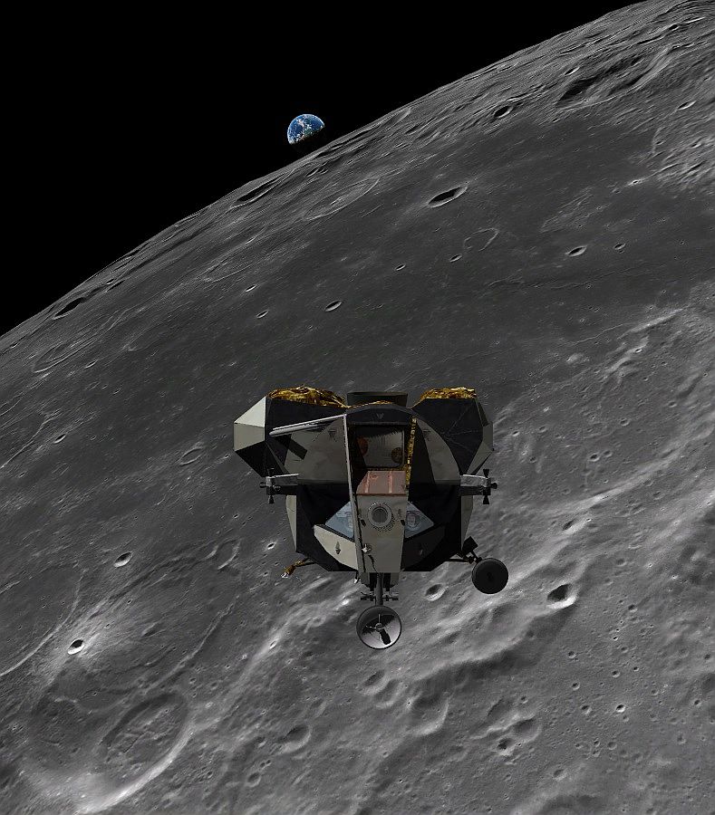 Apollo 11 post rendezvous station-keeping and AOS Houston, about to fly over Mare Smythii. AMSO/Orbiter 2016.