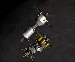 Both Apollo CM and Constellation docked together and the Apollo LM with Constellation LM also docked together, i believe using NASSP and some other ad