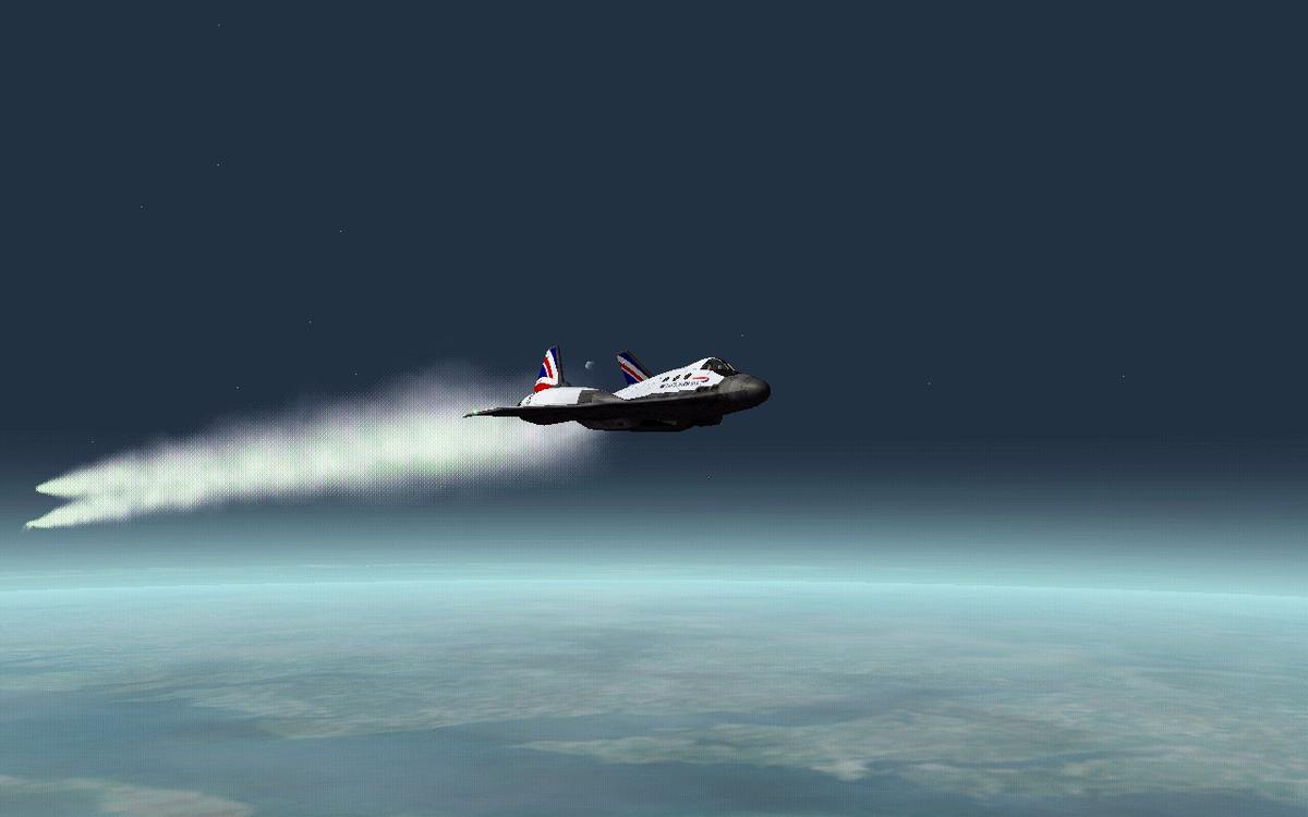 Both scram and main thrust at about 5%, fuel tanks at 70%, moving at about a mile every one or two seconds. Feelin' groovy!