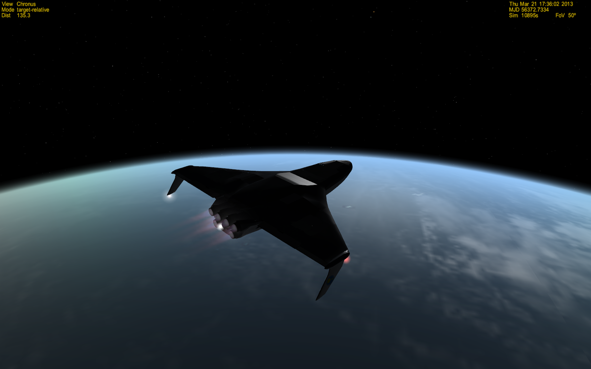 Chronus during deorbit burn.