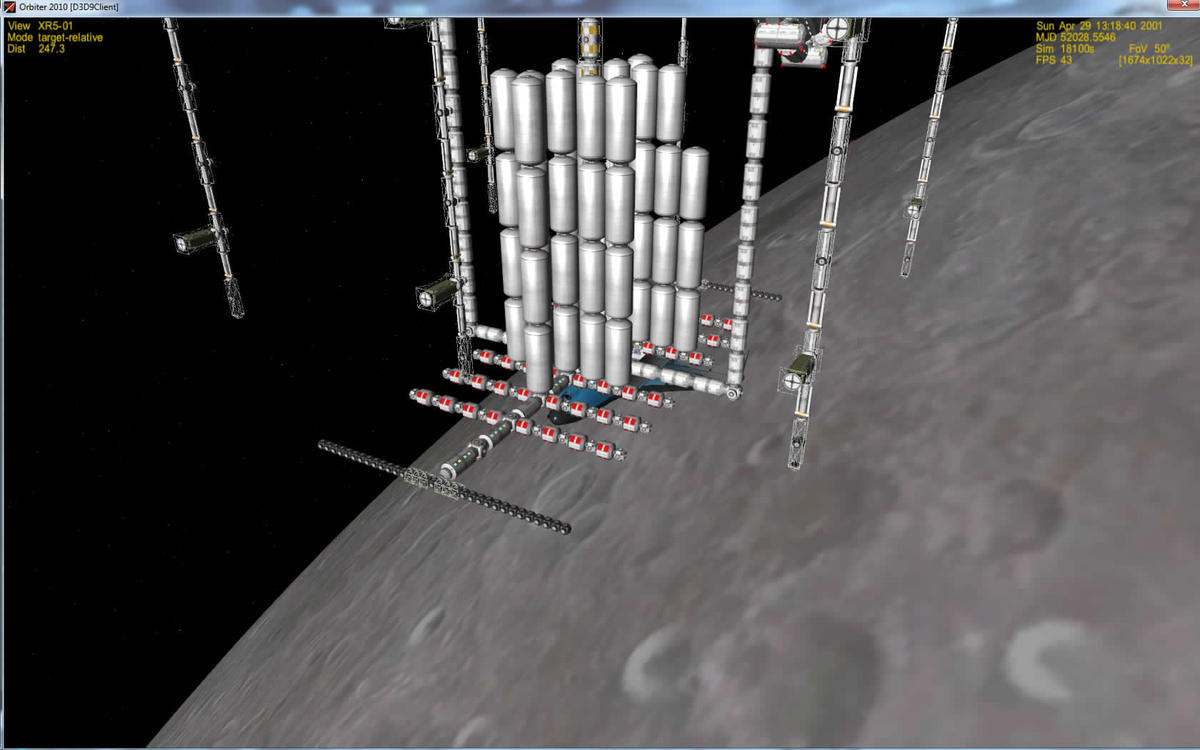Closeup of the Lunar Station Tank farm during Mission 140