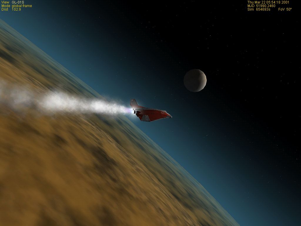 Delta Glider flying over Titan.