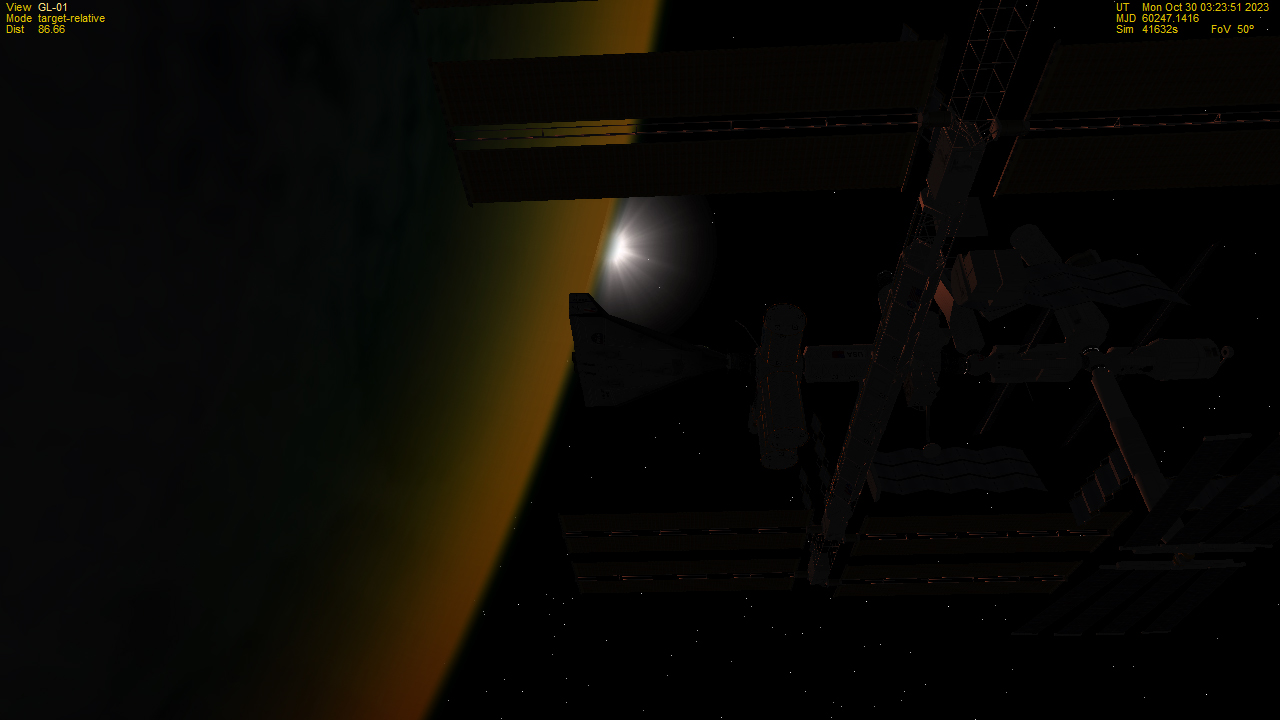 DGIV docked to the ISS at sunrise