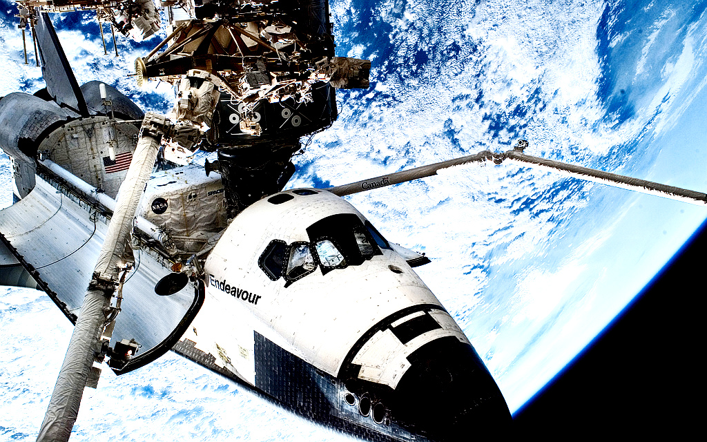 Endeavour from the view of the ISS (edited)