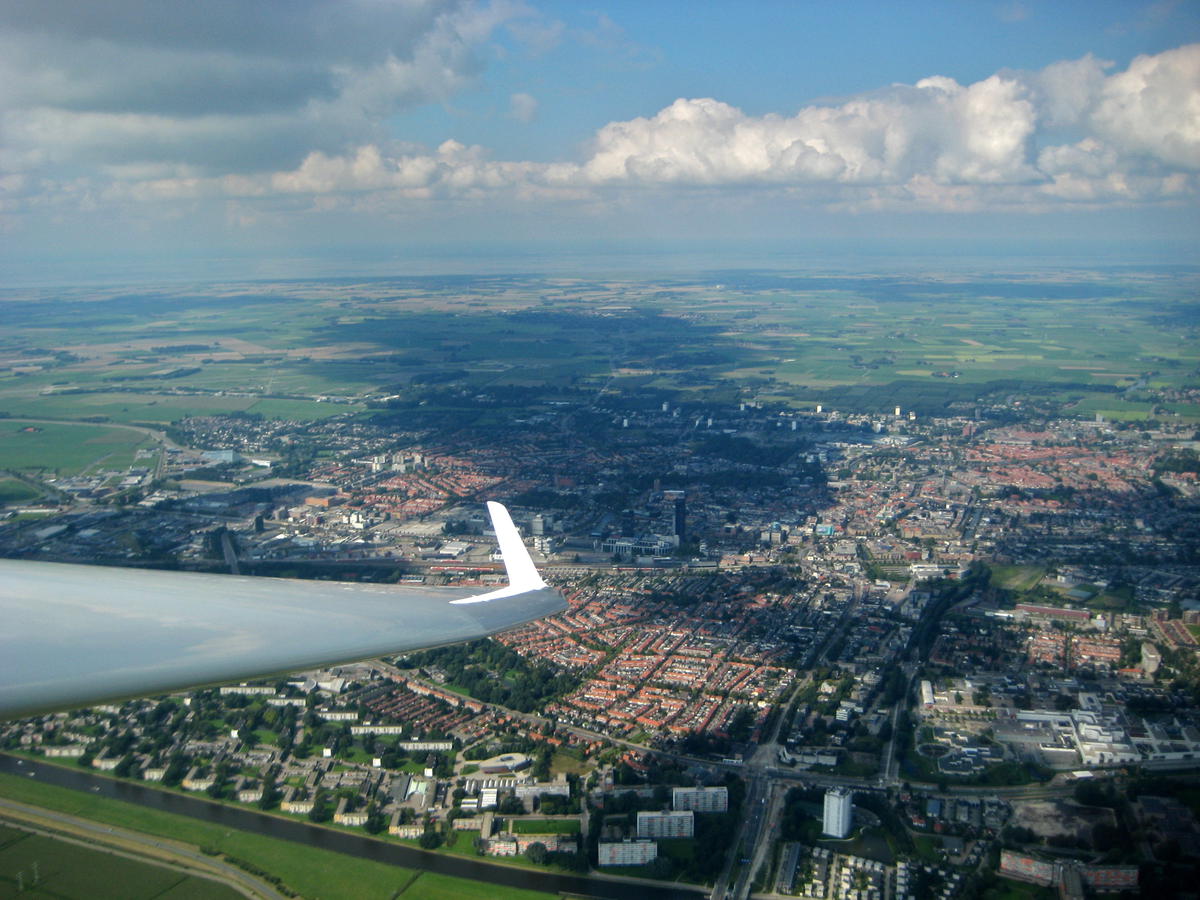 Flying from the military airbase near this city. But we're only allowed to fly when the F16's are not using 'our' runway... :)