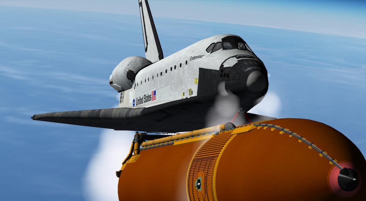 Following MECO, ET SEP. The FWD and AFT RCS ignite and separate the orbiter from the external tank