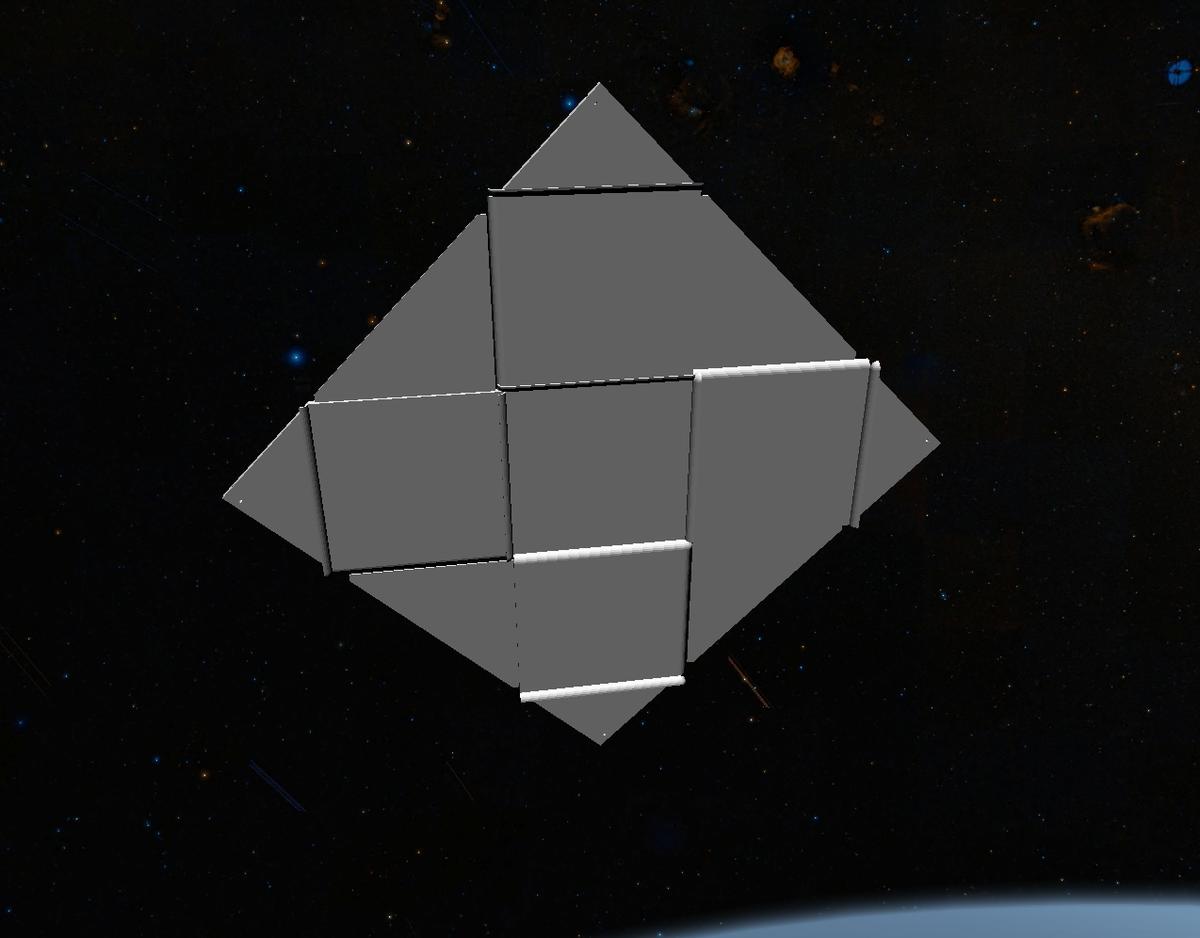 Fully deployed, viewed from the back