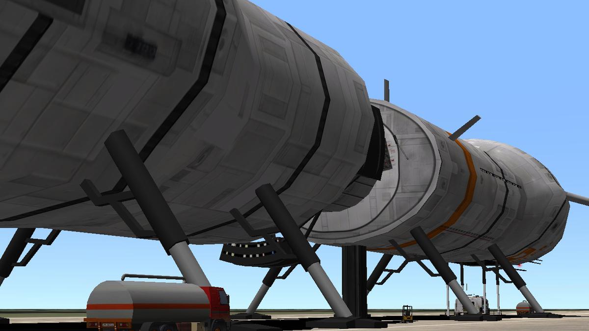 Ground crews are preparing the Arrow for takeoff from the Cape, enroute to Brighton Beach, and on to the Jovian system.