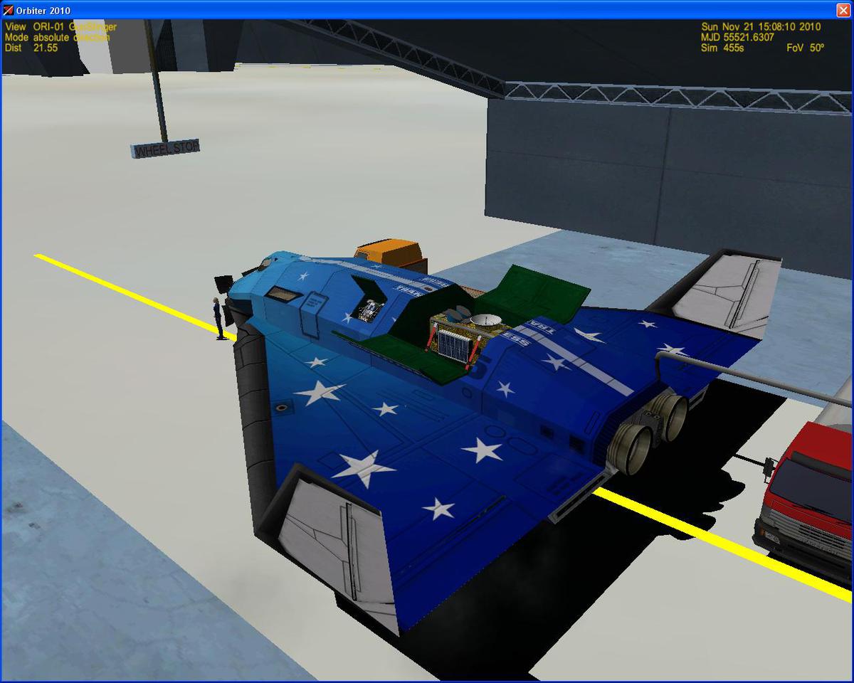 Here we can see the ORIGazer in the Delta-Shuttles payload bay