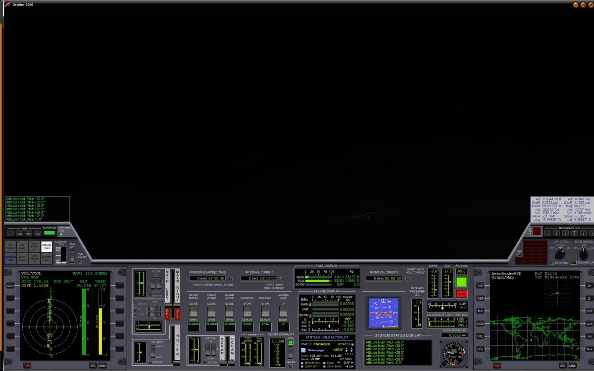 Inbound to WIN.  Taking over manual control... there was almost no re-entry heating and it was otherwise a very smooth re-entry.  Starting approach pr