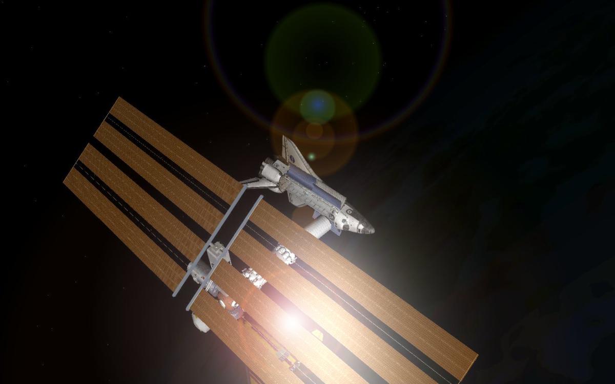 LSA space station with Shuttle undocking.