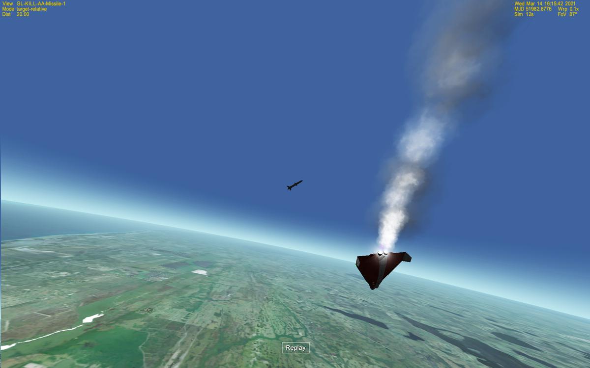 Missile's view of a near-miss, only about 20 meters away from the target.