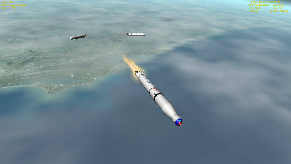 Mission 20130203:

Staging and Tower Jettison. Tower jett not yet animated.