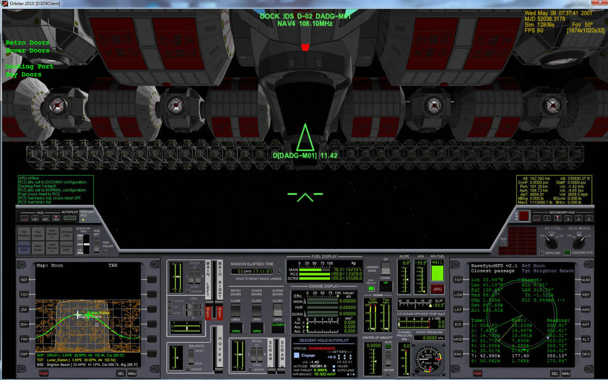 Mission180 XR5 Cockpit View Docked