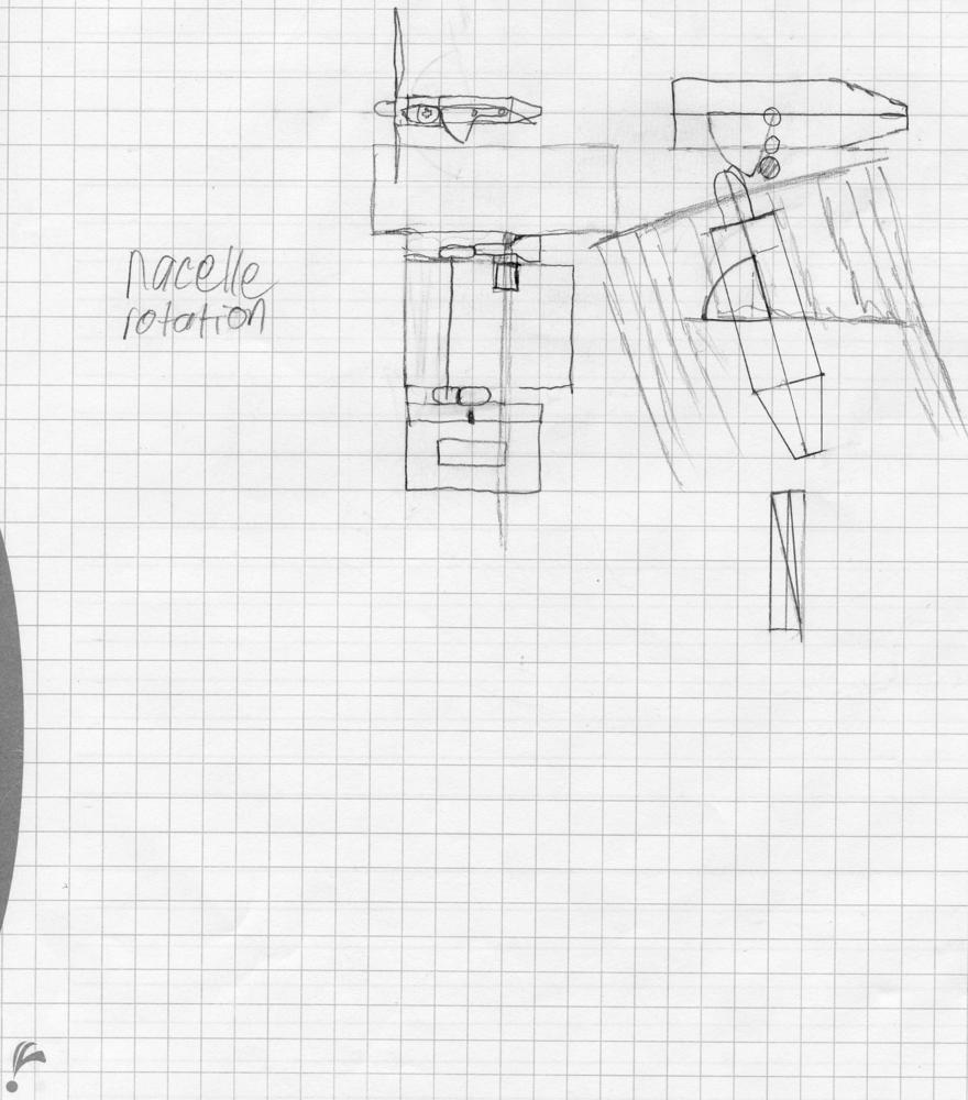 Nacelle tilt mechanism with power crossover shaft for LEGO. Never built.