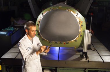 Nose cap system after integration to X-38 in Houston, October 2001