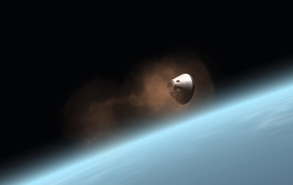 Orion CM re-entering the atmosphere.