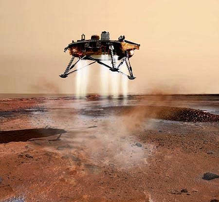 Phoenix lander during final part of EDL (edited)