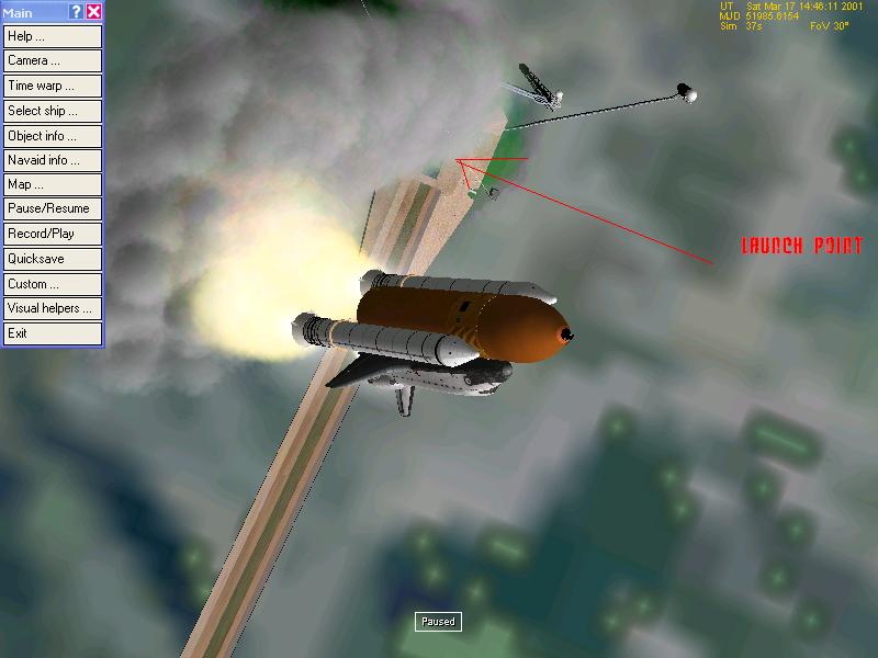 Pic 2: As you can see the shuttle is veering off course with the srbs pointing somewhere.
Look at where the pad is compared to the shuttle and follow 