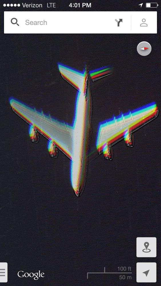 Plane on Google Maps.