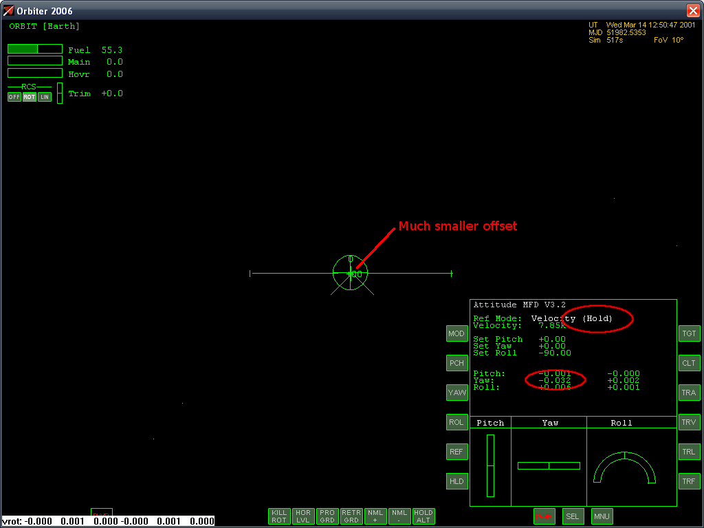 Prograde offset not present