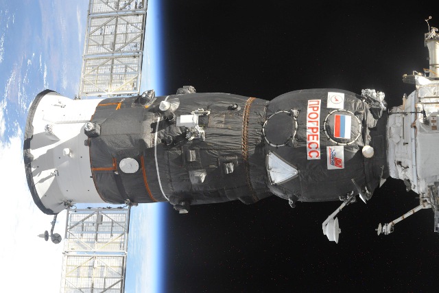 Progress M-09M just a few hours after docking to the ISS