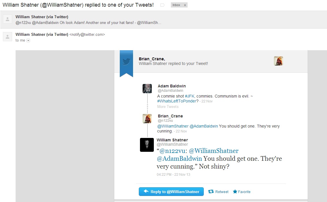 Shatner Tweets