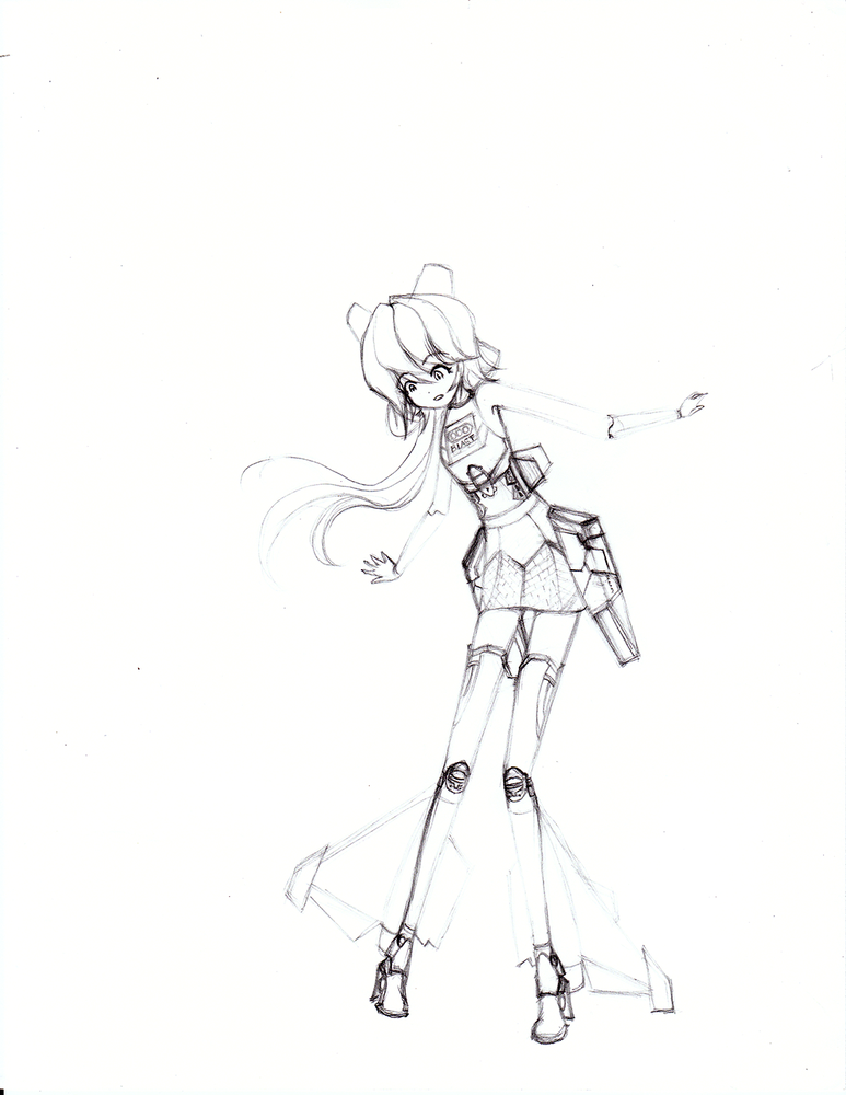 She can't stand up...
Cleaned for inking.