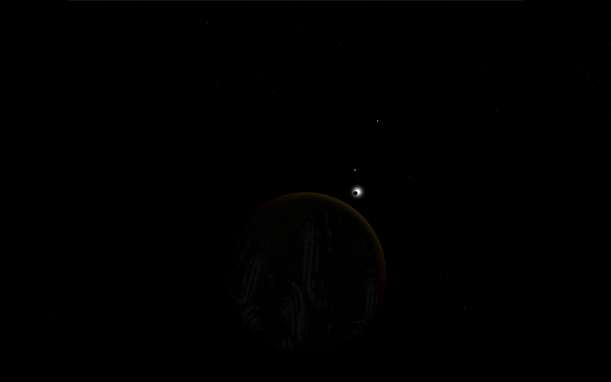 Solar Eclipse of Mare Infinitus, viewed from Tholin. (55 Cancri Star Frontiers)