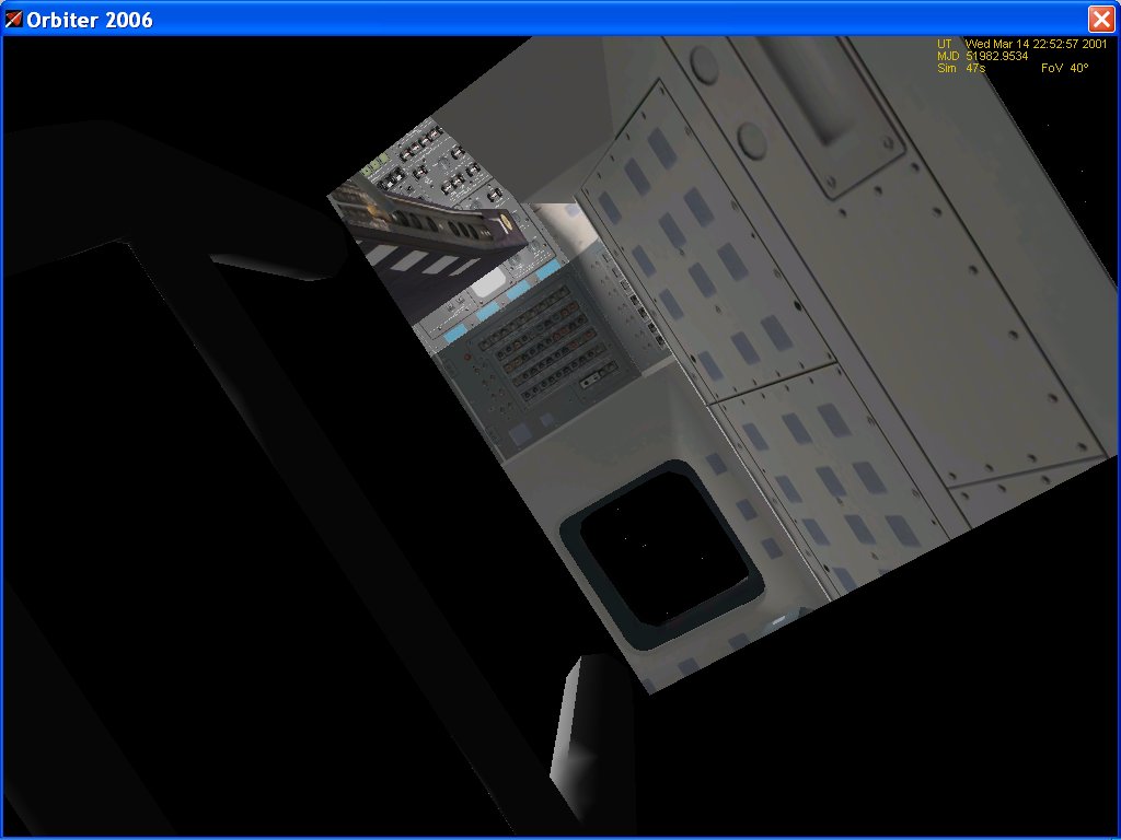 Space Shuttle Ultra 
Beyond the Black Hole - a view from the temporary Mid-Deck mesh to the flight deck.