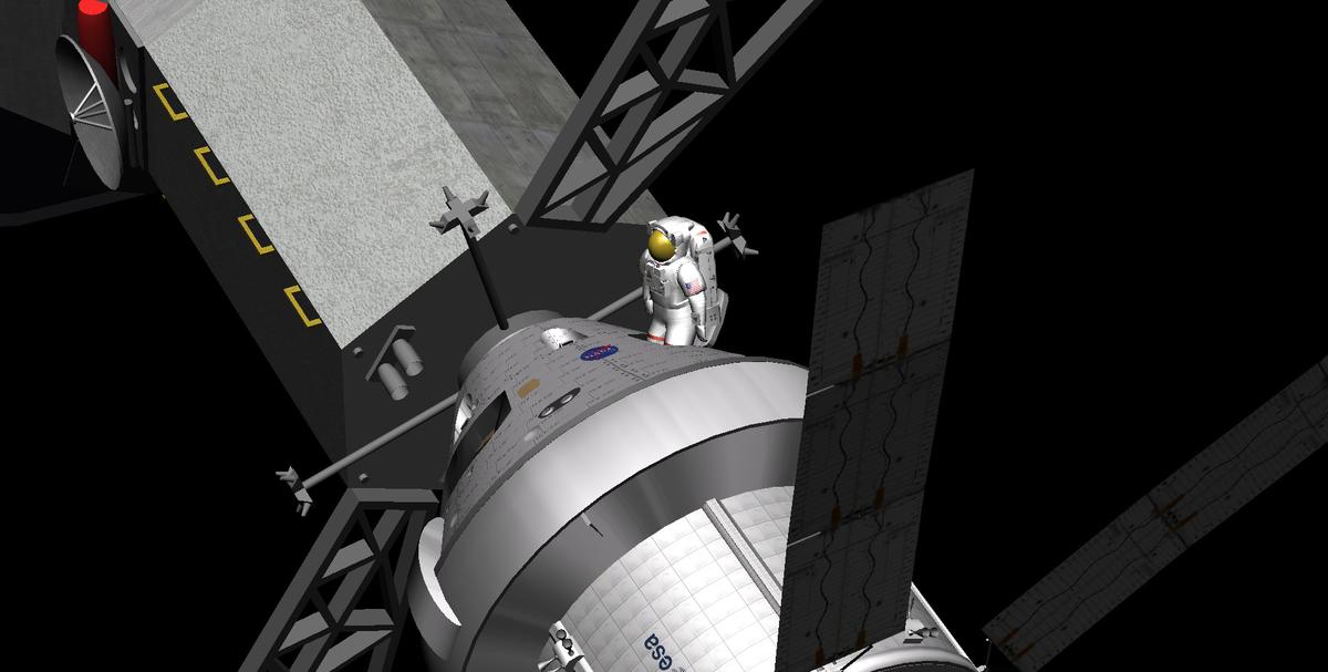 Spacewalk from the Orion MPCV to the captured asteroid.
