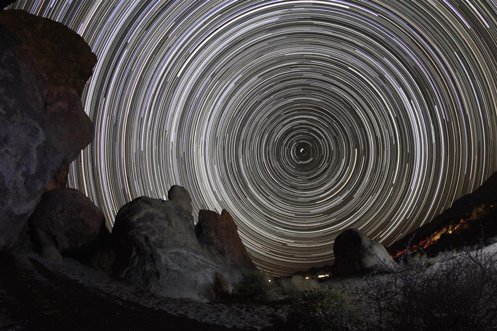 Startrails in Late Fall 2013. Six hours of twinkle time. Alabama Hills California USA.