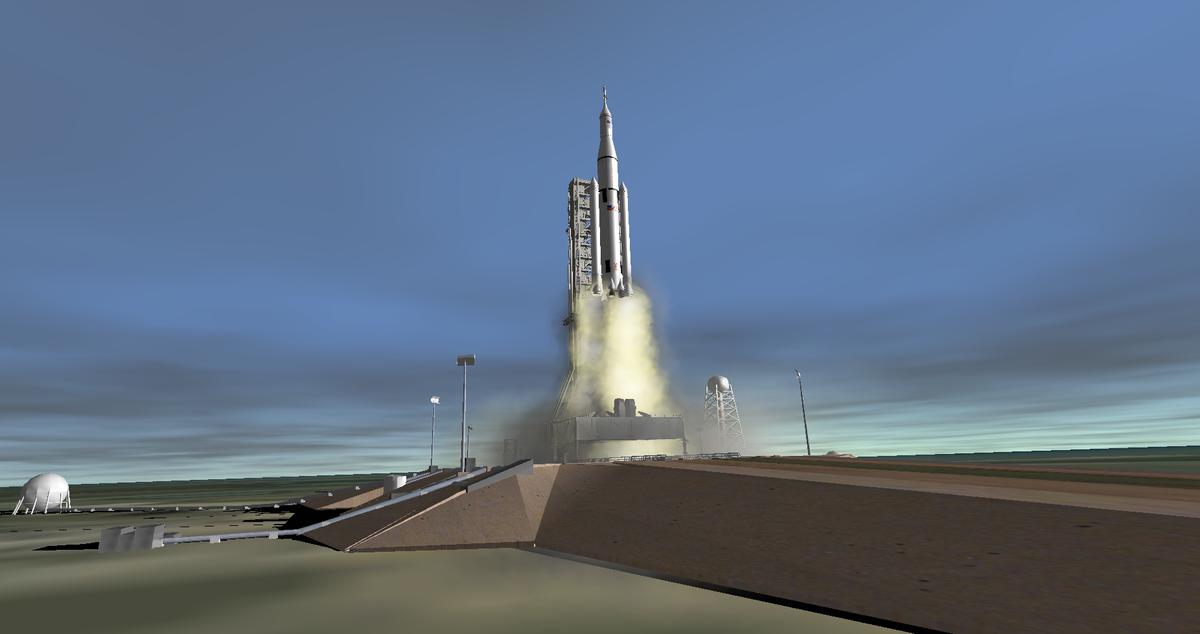 The crewed SLS, lifting the crew to the MOHV.