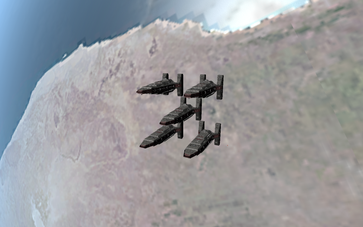 The First Earth Defence Fleet in tight formation.