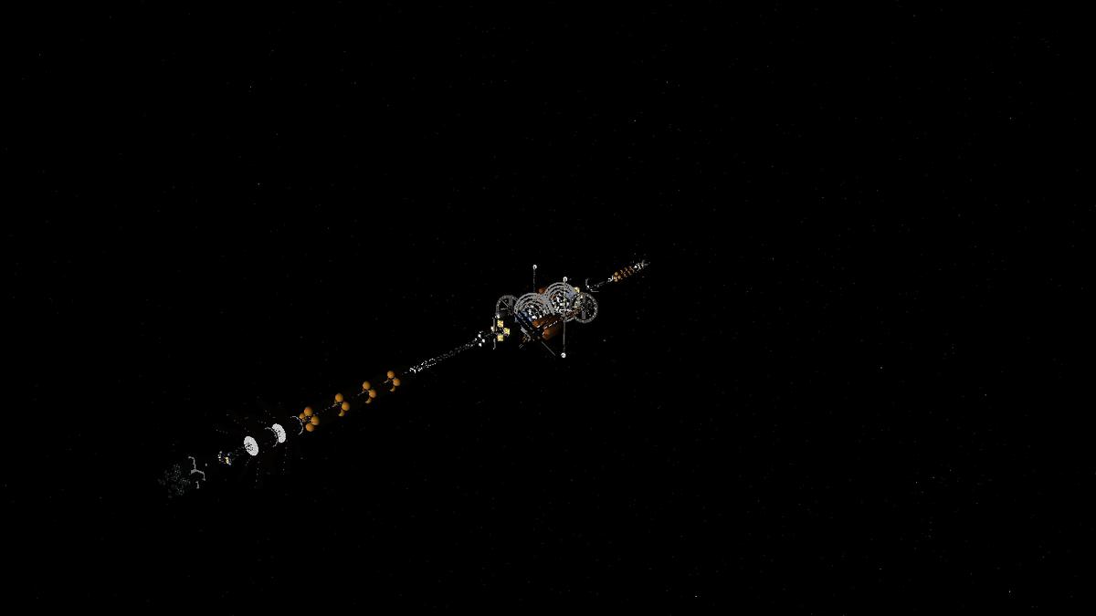 The Fleet. Ships are, clockwise from rear, Andromeda, Daedalus, Foundry and Icarus.