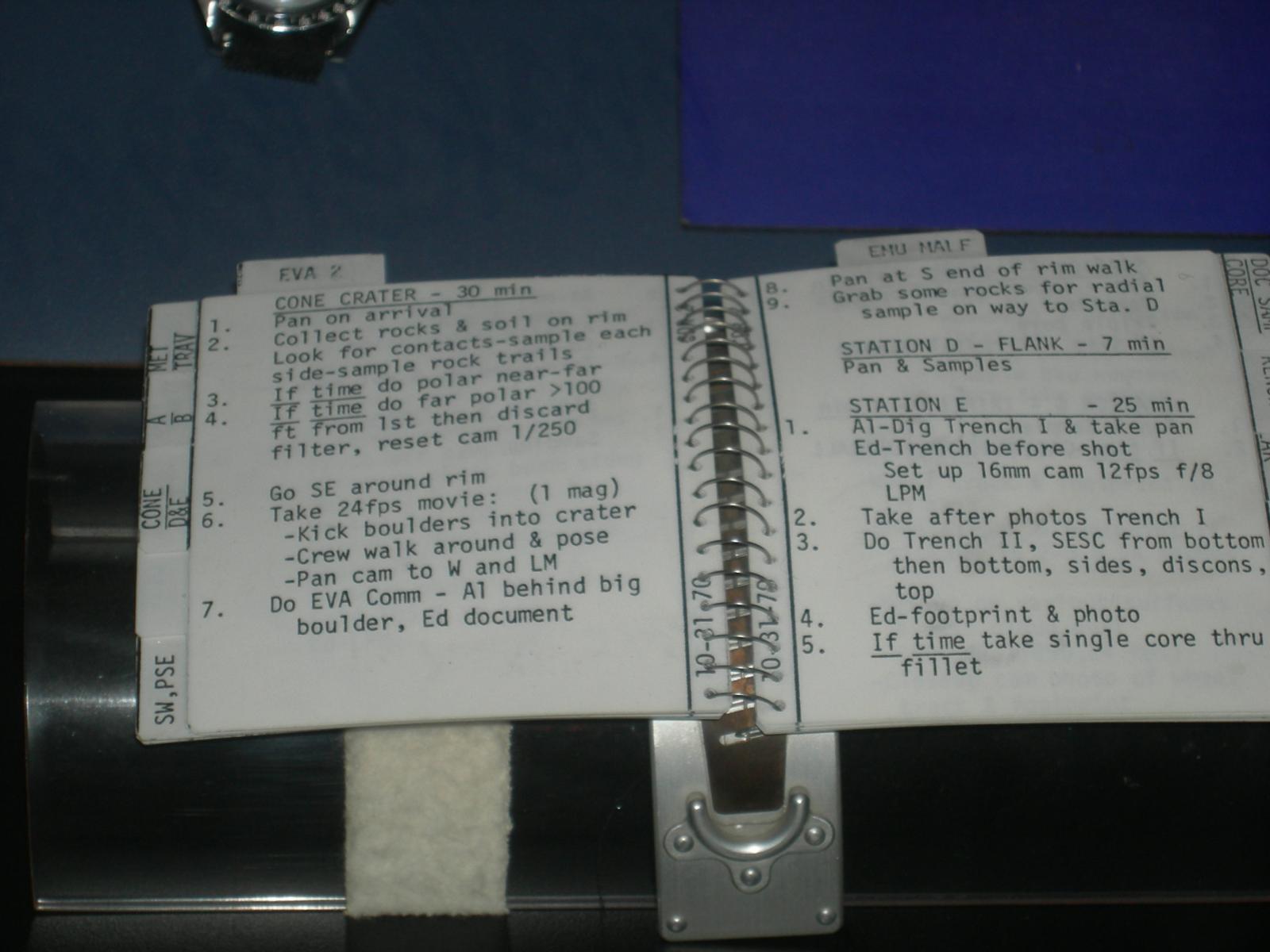The lunar checklist used on Apollo 14