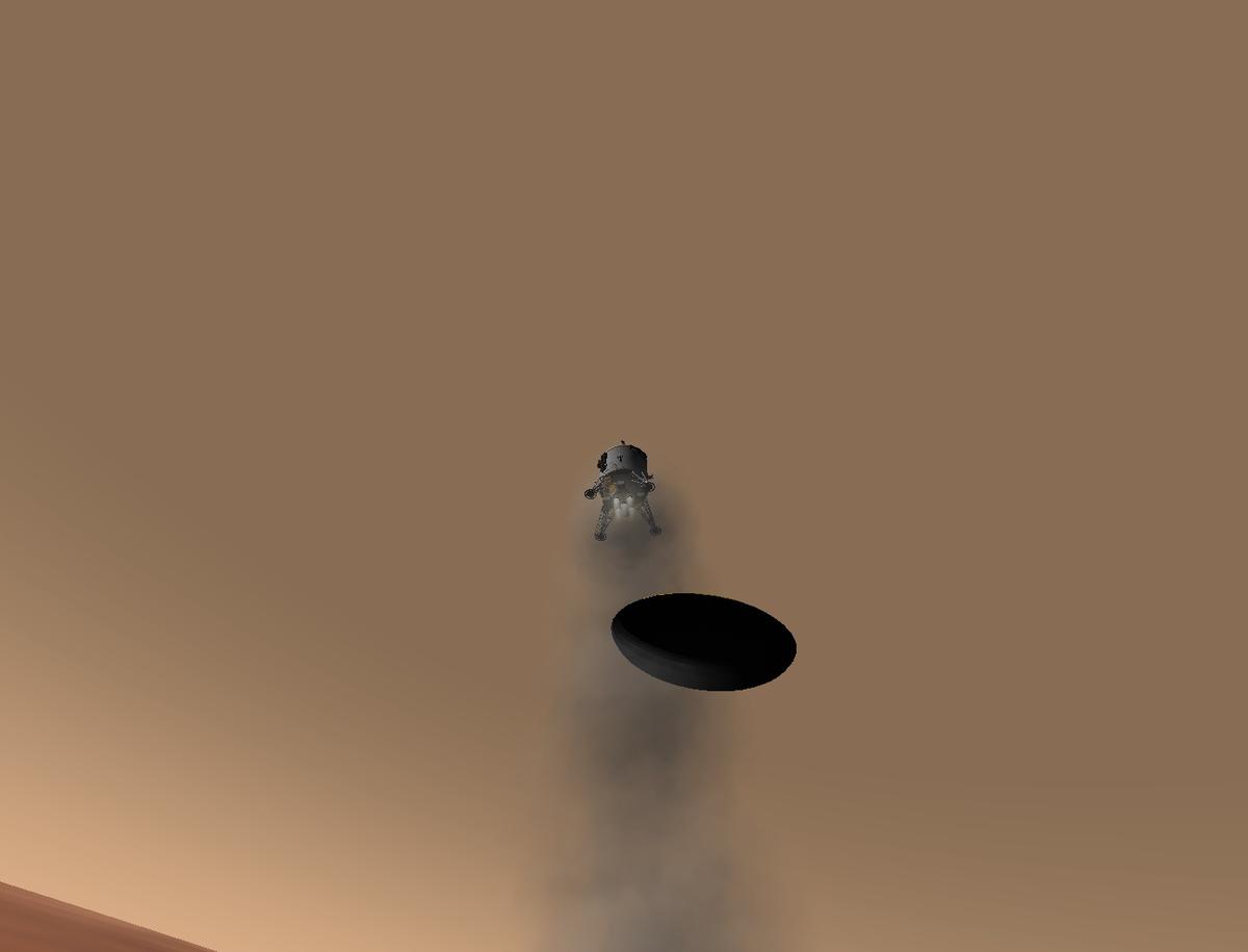 The MTV dropping the heat shield as it descends.