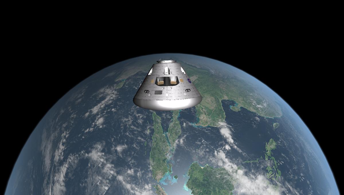 The Orion CM returning the crew from their journey to Mars.