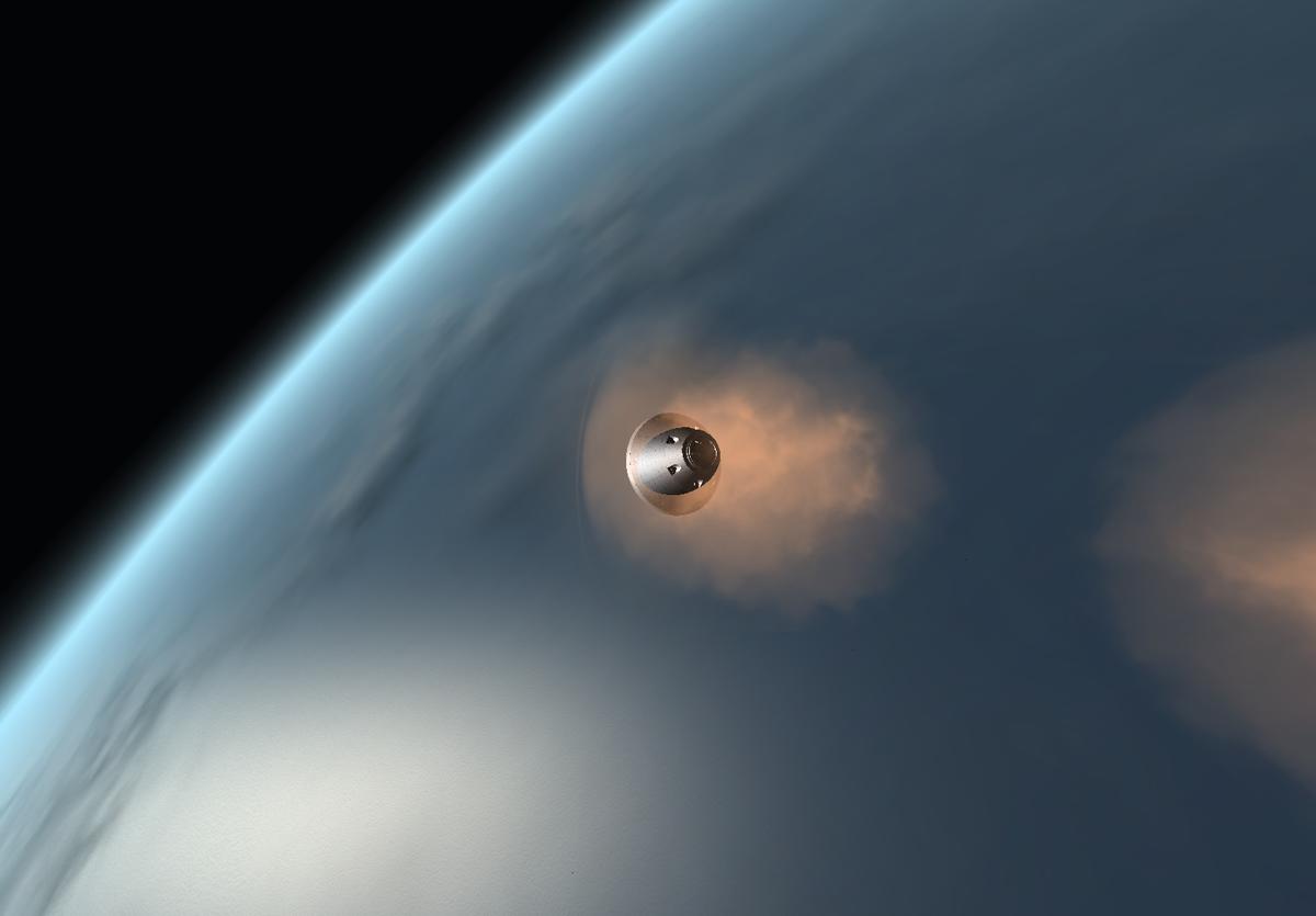 The Orion Command Module re-entering Earth's atmosphere from HEO.