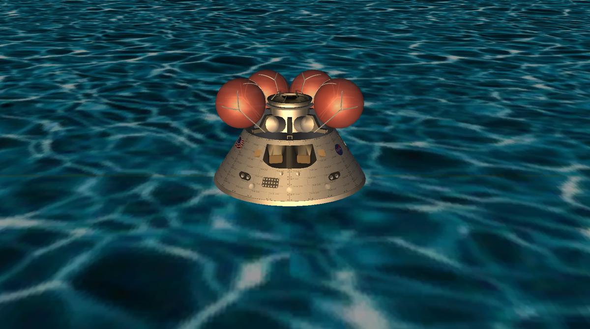 The Orion in the Pacific ocean a few hours after splashdown.