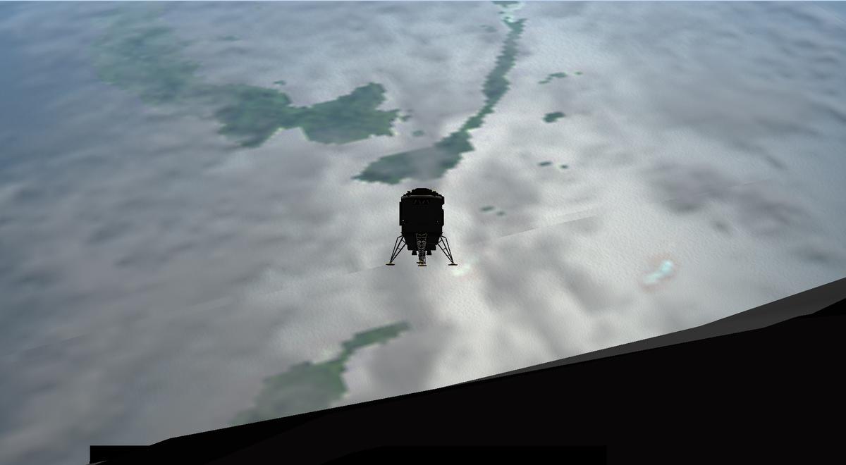 The view of the MTV over Earth from the Orion CM cockpit.