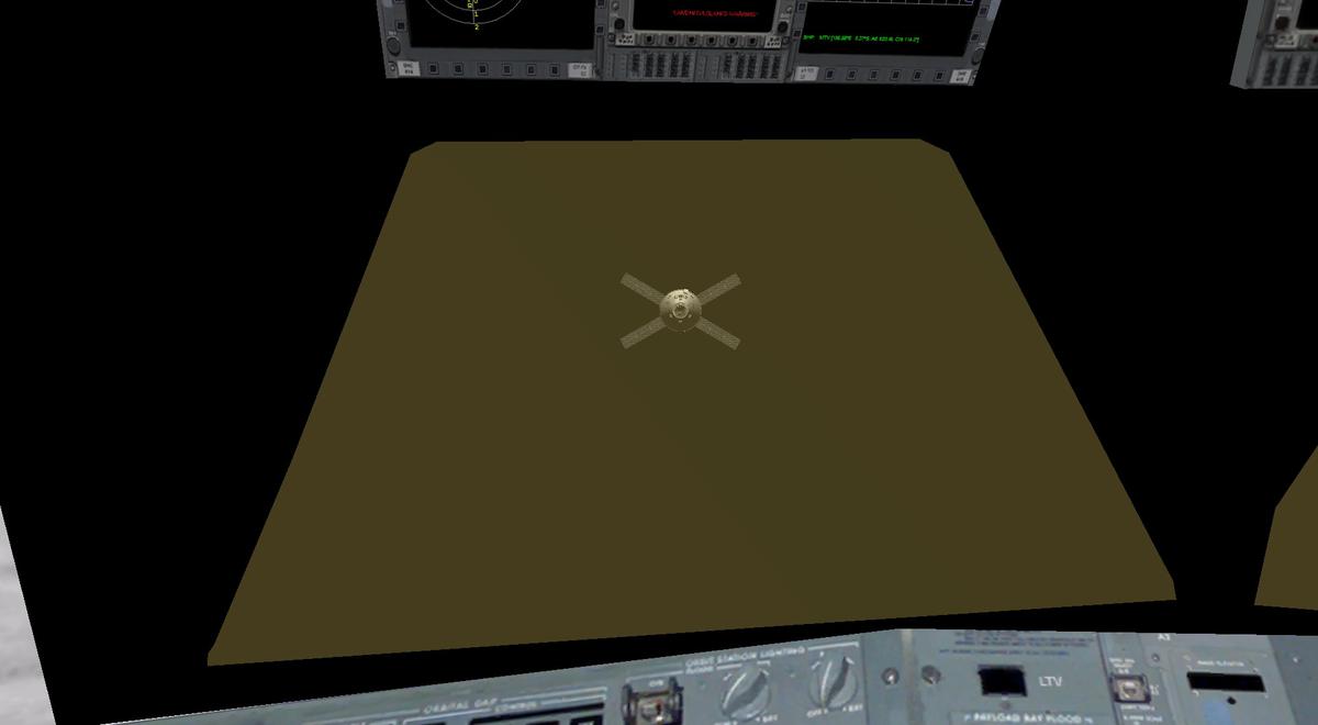 The view of the Orion MPCV from the MTV cockpit.