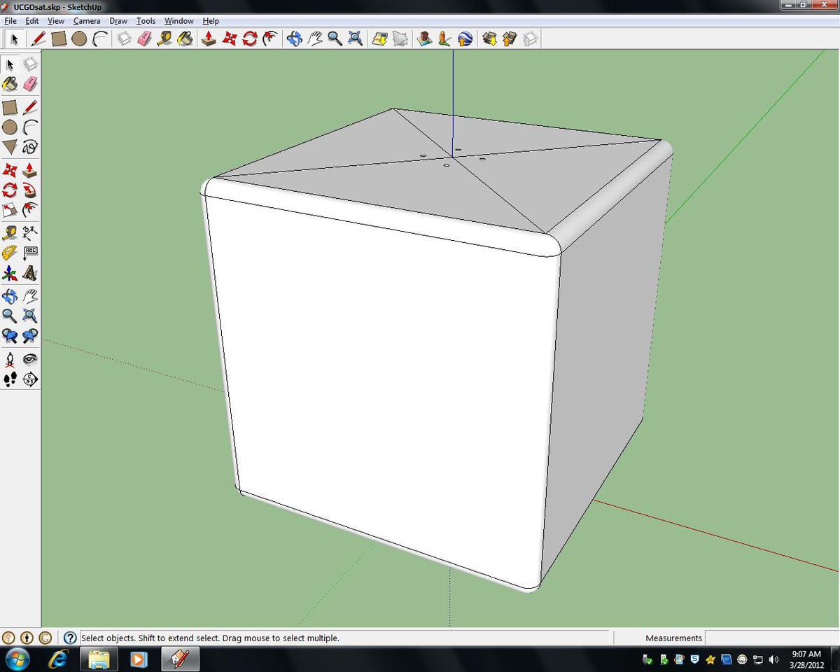 UCGOsat development: Shot 3. full model as of 0910 PDT, 28 Mar, 2012. Closed up.