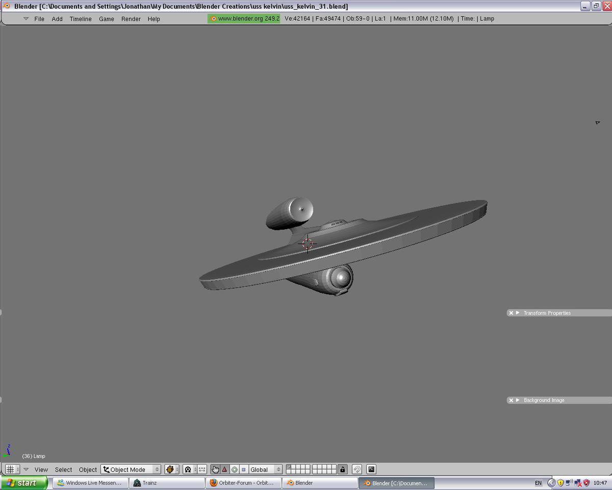 Uss Kelvin bow shot in blender