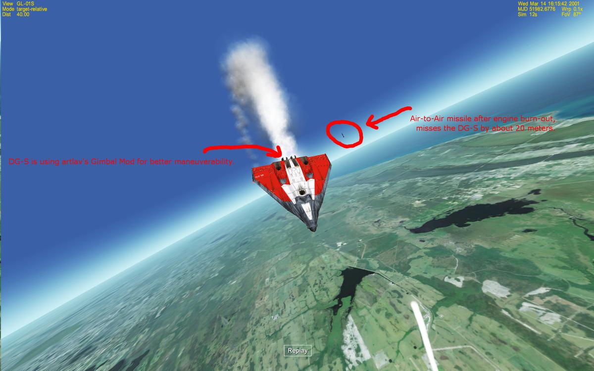 Was fooling around in Orbiter, trying to evade missiles fired using the AA-Missile addon. Found that the only ship I had agile enough was a DG-S with 